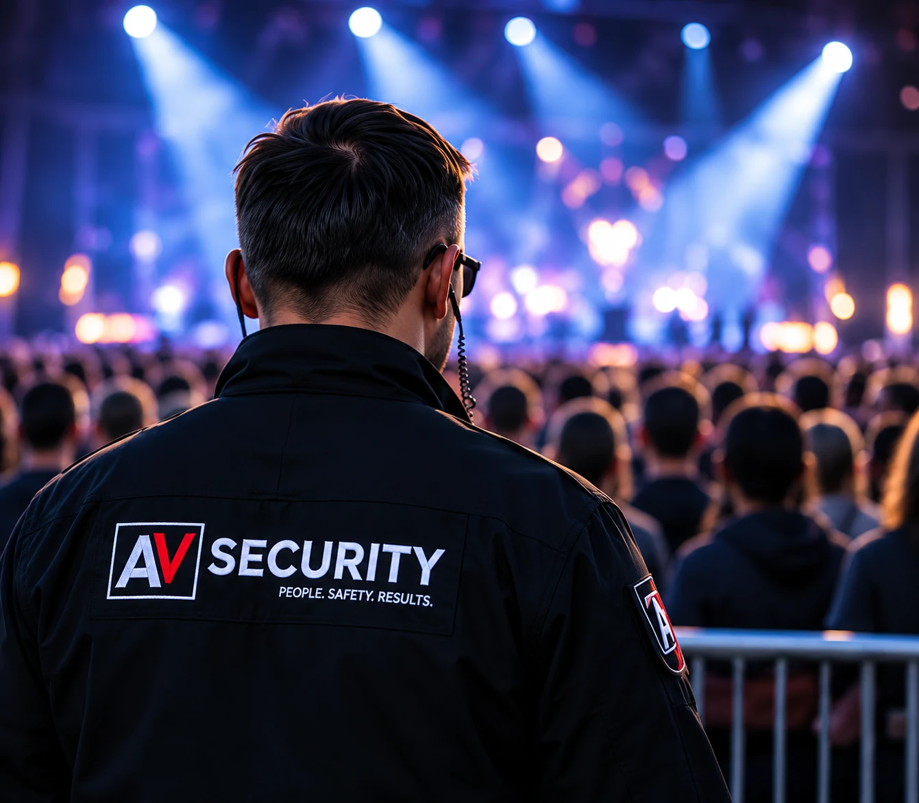 Охранник AV-Security перед сценой концерта